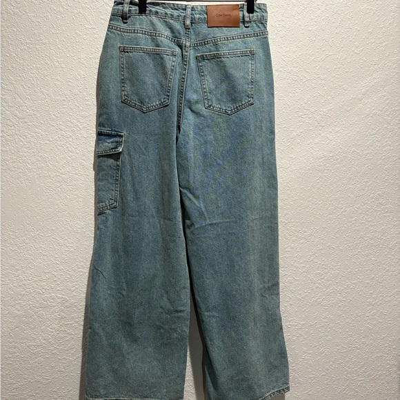 Cider Jeans Womens XS Wide Leg Mid Rise Bowknot Tie Cargo Jean Light Wash Blue - Picture 6 of 8